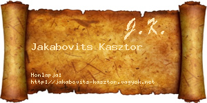 Jakabovits Kasztor névjegykártya